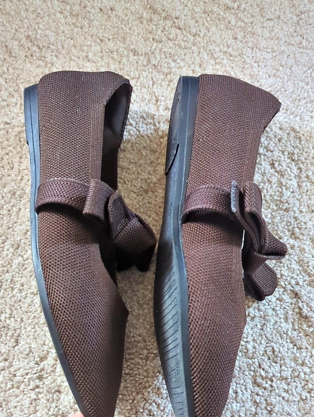 Nanette Lepore Brown Pointed-Toe Bow Flats Like New - Picture 3 of 7